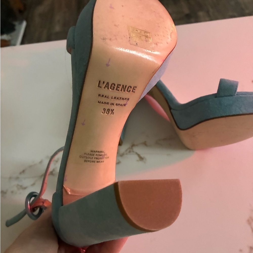 L'Agence Ceceile Riviera Blue Suede Platform Sandals size 38.5 - Picture 4 of 6